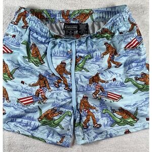 Canyon Creek Swim Trunks Mens Medium Patriotic Bigfoot Sasquatch 4th Of July USA